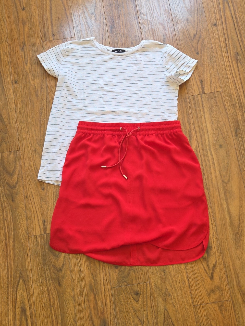 ATM Bright Red Drawstring Skirt Size S